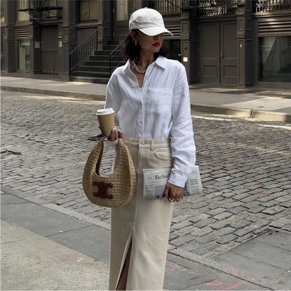 Still Here Panama Jean Denim Midi Skirt in Cream size 27 EUC - Picture 5 of 16